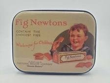 1996 Fig Newtons Biscuit National Tin Box Company Bristol Ware Vtg Flip Top