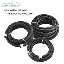 Fuel Hose Oil Gas Line AN4-AN6-AN8-AN10-AN12 Nylon/Stainless Steel Braided Black