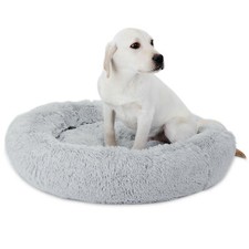 30"Calming Ultra Soft Shag Faux Fur Dog Bed Cuddler Pet Soft Warmer Washable