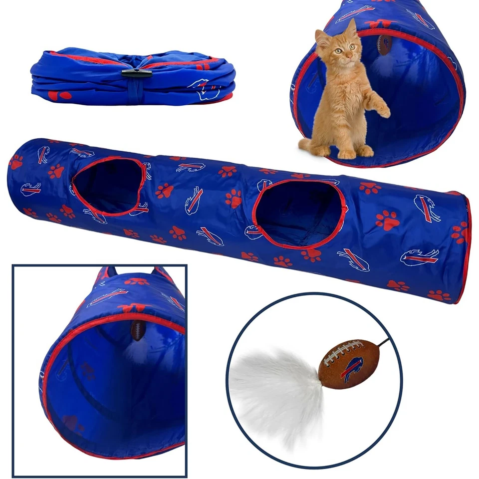 Pets First NFL Cat Tunnel Tube Toy & Plush Football Toy Filled with Catnip - Image 2 of 4