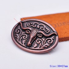 6PC WESTERN FLOWER LONGHORN RODEO LEATHER CRAFT OLD COPPER BELT CONCHO RIVETBACK