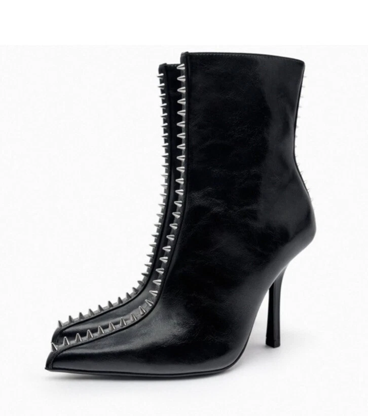 Sam Edelman Women's Brian Pointed-Toe Studded Leather Mid-Heel Booties |  Bloomingdale's