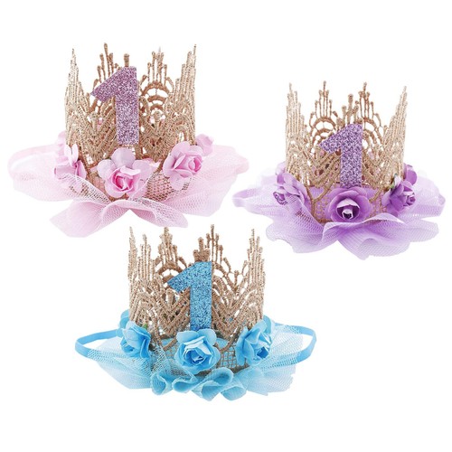 1st Birthday Party Crown Baby Girl Princess Hair Accessories Decor Hat