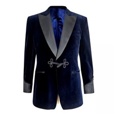 Royal Blazer Mens Blue Velvet Smoking Blazer Wedding Dinner Prom Gift For Him
