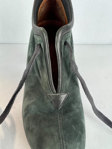 Chie Mihara Ankle Booties Womens 38.5 Green Olga Tie Suede Leather High Heel 4" - Picture 14 of 15
