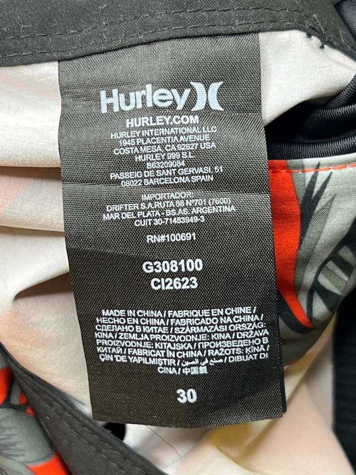 Board Shorts Para Hombre Hurley Phantom Floral Hawaiano Talla 30 Rojo Foto 4 de 4