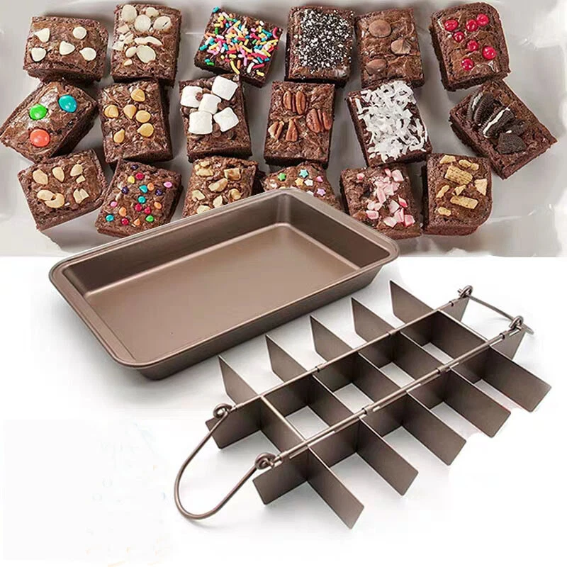  Brownie Pan with Dividers, Non-Stick Edge Brownie Pans