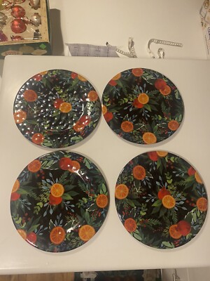 4 Robert Stanley Home For Christmas Dinner Plates Citrus 10.8” Melamine ...
