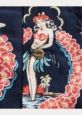 RRL Ralph Lauren 1930's Tropical Blue Hawaiian Camp Beach