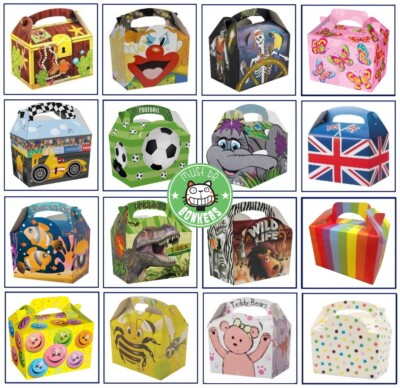 16 x Kinder Kids Motto Carry Food Meal Box Geburtstag Party Beutetüte Boxen