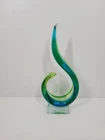 Murano Glassware Green Blue Glass Swirl 12" Sculpture