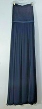 Davids Bridal Bridesmaid Dress Dark Blue Flowing Long Size 1 Sleeveless