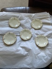 VINTAGE GOLD RIMMED TINY PLATES WITH FLOWERS LOT OF 5
