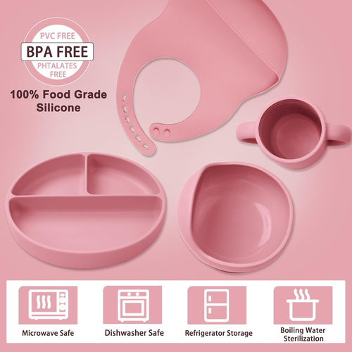 Silicone Baby Feeding Set 14 Pcs,Baby Led Weaning Supplies, Baby Spoons Suction - Picture 3 of 12