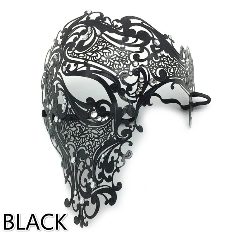 Metal Venetian Mask Masquerade Half Face Party Filigree Crystal Diamante Retro - Image 2 of 4
