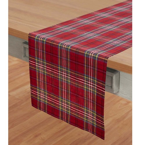 Solino Home Linen Table Runner for Christmas Decor Dining, Classic Tartan Plaid - Picture 2 of 4