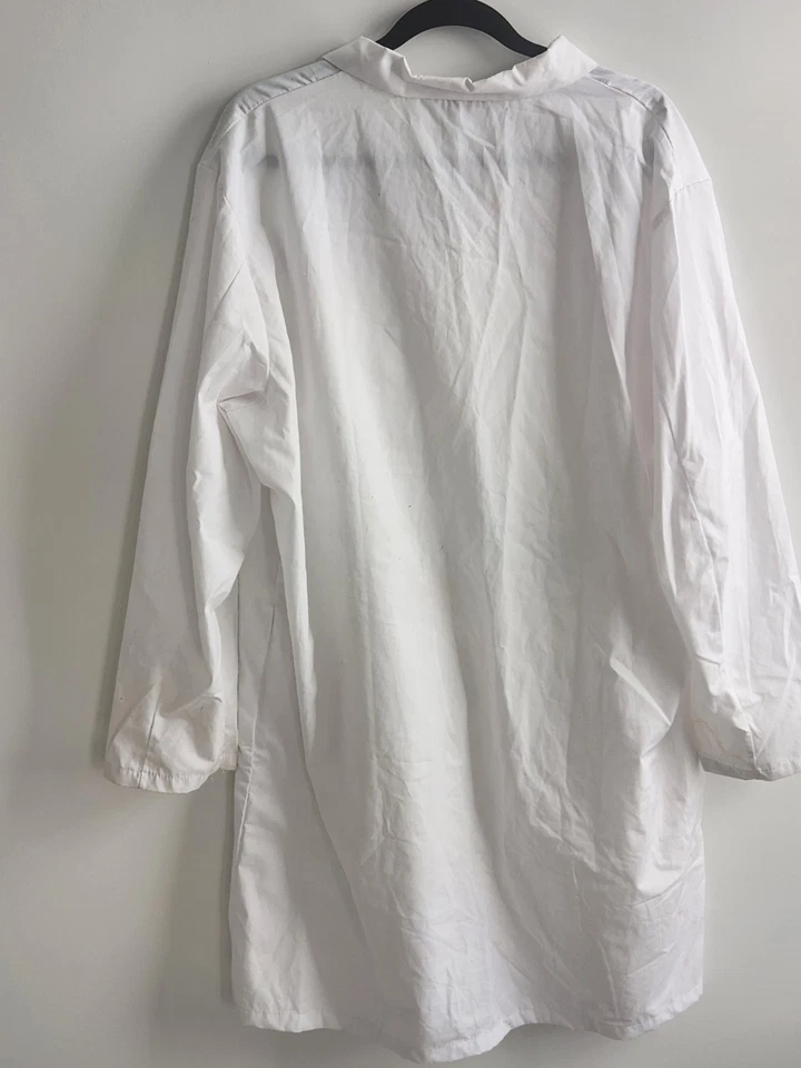 Fashion Seal Healthcare Unisex Lab Coat White Pockets Button Up Size Large NWT - Image 2 of 2