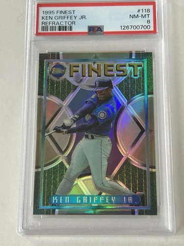 KEN GRIFFEY JR 1995 TOPPS FINEST REFRACTOR #118 PSA 8 MARINERS HOF