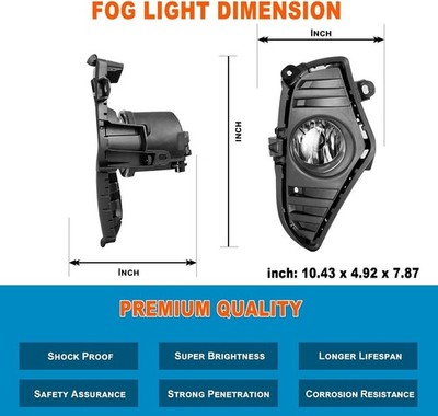 GD-AUTO Halogen Fog Lights For 2019-2025 Toyota RAV4 – Direct Fit With Bulbs