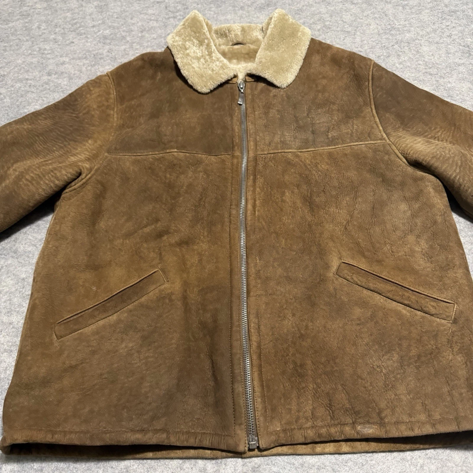 Milestone PremiumLambskin Lammfell Men’s Brown Leather Jacket Lederjacke Size 54 image 2