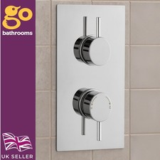 Chrome Shower Valve Concealed Thermostatic  With Round Controls & 1 Outlet