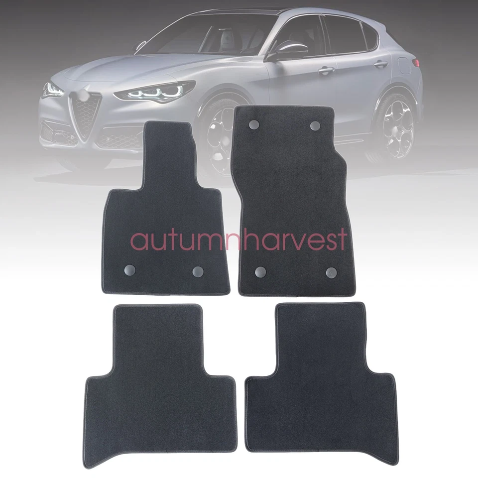 4X Alfombrillas alfombrillas delanteras y traseras terciopelo negras para Alfa Romeo Stelvio 2017-2025 Foto 2 de 4
