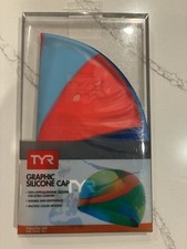 TYR graphic Silicone Cap Tide Blue Orange Size Youth 10