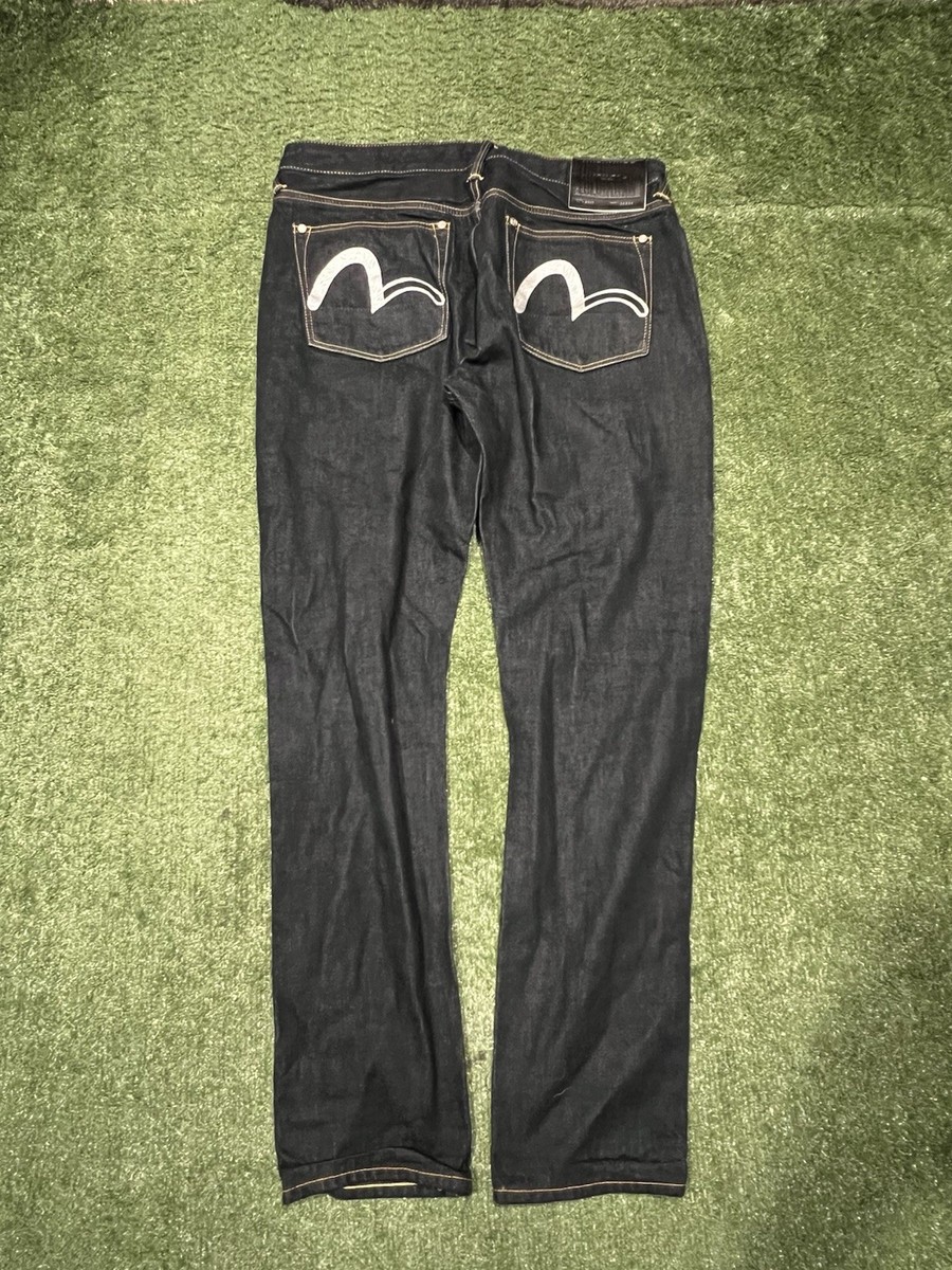 EVISU エヴィス 道楽 デニム W36 00s y2k 希少サイズ Evisu Jeans Mens 35 Straight Leg Y2K Hip Hop Painted Pocket Japan