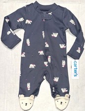 CARTER sleeper gray/white POLAR BEAR motif size NEWBORN