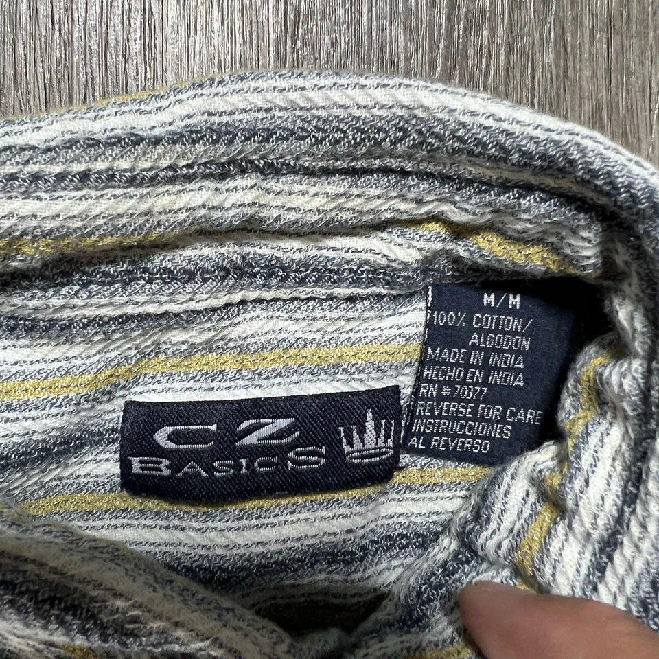 Vintage 90s Striped Button Up Shirt Mens Medium Knitted Collared Preppy - Image 3 of 4