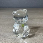 Vintage Fenton Glass Bear Figurine August Birthstone Green Peridot Heart