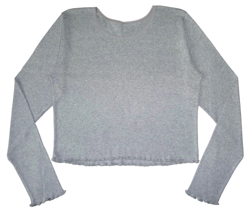VTG Y2K 90's VICTORIA'S SECRET HEATHER GRAY LETTUCE HEM L/S CROP TOP SHIRT L NEW