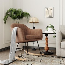 Nursery Rocking Chair w/ Cushion Upholstered Glider Rocker Chair Modern Armchair