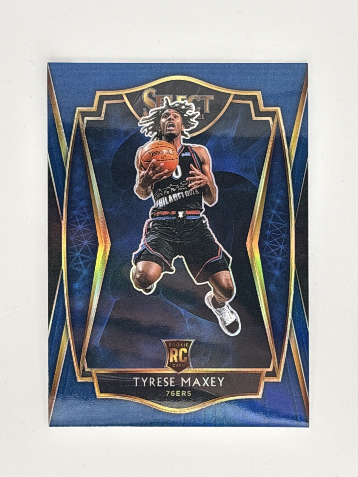2020-21 Panini Select #174 Tyrese Maxey Blue Prizm Rookie Card RC