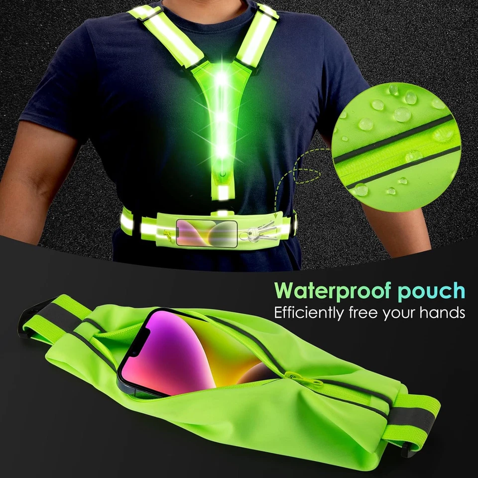 LED Reflective Safety Running Vest, Adjustable, Rechargeable for Biking Walking - Image 2 of 4