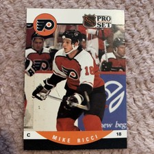 1990-91 Pro Set Flyers Hockey Card #631 Mike Ricci (RC) Rookie Card. rookie card picture