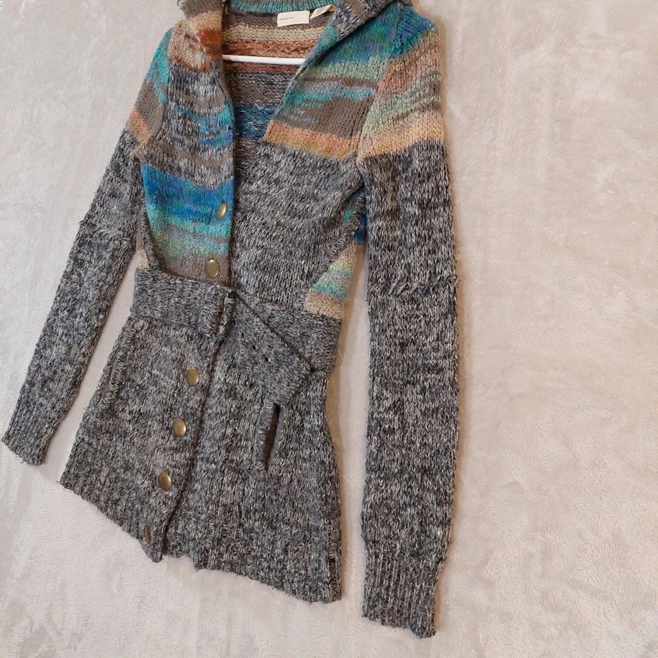 anthropologie Sleeping On Snow Belted Knit Cardigan Sweater Multi Stripe Size S - Image 2 of 4
