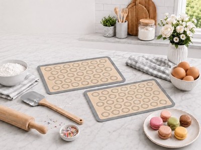 2pc Nonstick Silicone Half cookie Sheets Reusable,Heat-Resistant Baking Mats