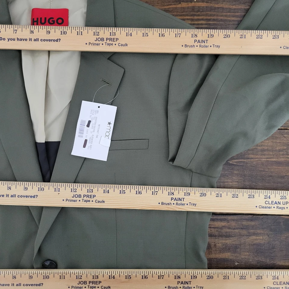 HUGO BOSS Men's Sport Coat Blazer Two Button Olive Wool Blend Super Flex 40R US - Image 3 of 4