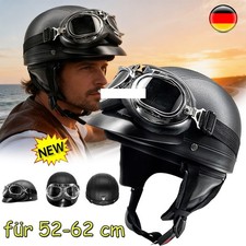 Helm Halbschale plus Brille Motorradhelm Retr...