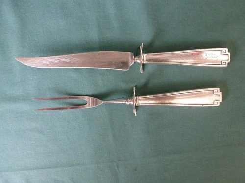Antique Gorham Etruscan Pattern  Sterling Silver Handle Meat Carving Set