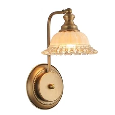 Vintage Wall Sconces with Bathroom Wall Light 1 Light Brass Glass