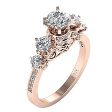 VS F 1.85Ct Lab Grown Diamond Prong Set Five Stone Engagment Ring 14K Rose Gold