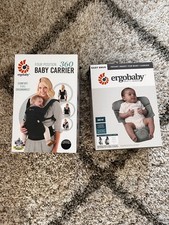 ERGO BABY FOUR POSITION 360 BABY CARRIER BLACK  INFANT INSERT GREY 