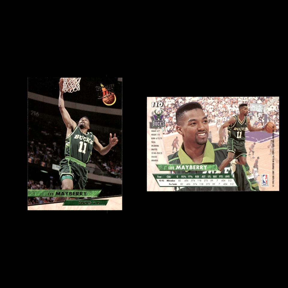 Lee Mayberry Rookie #110 1993-94 Ultra Milwaukee Bucks Basketball Card NBA - Image 3 of 3