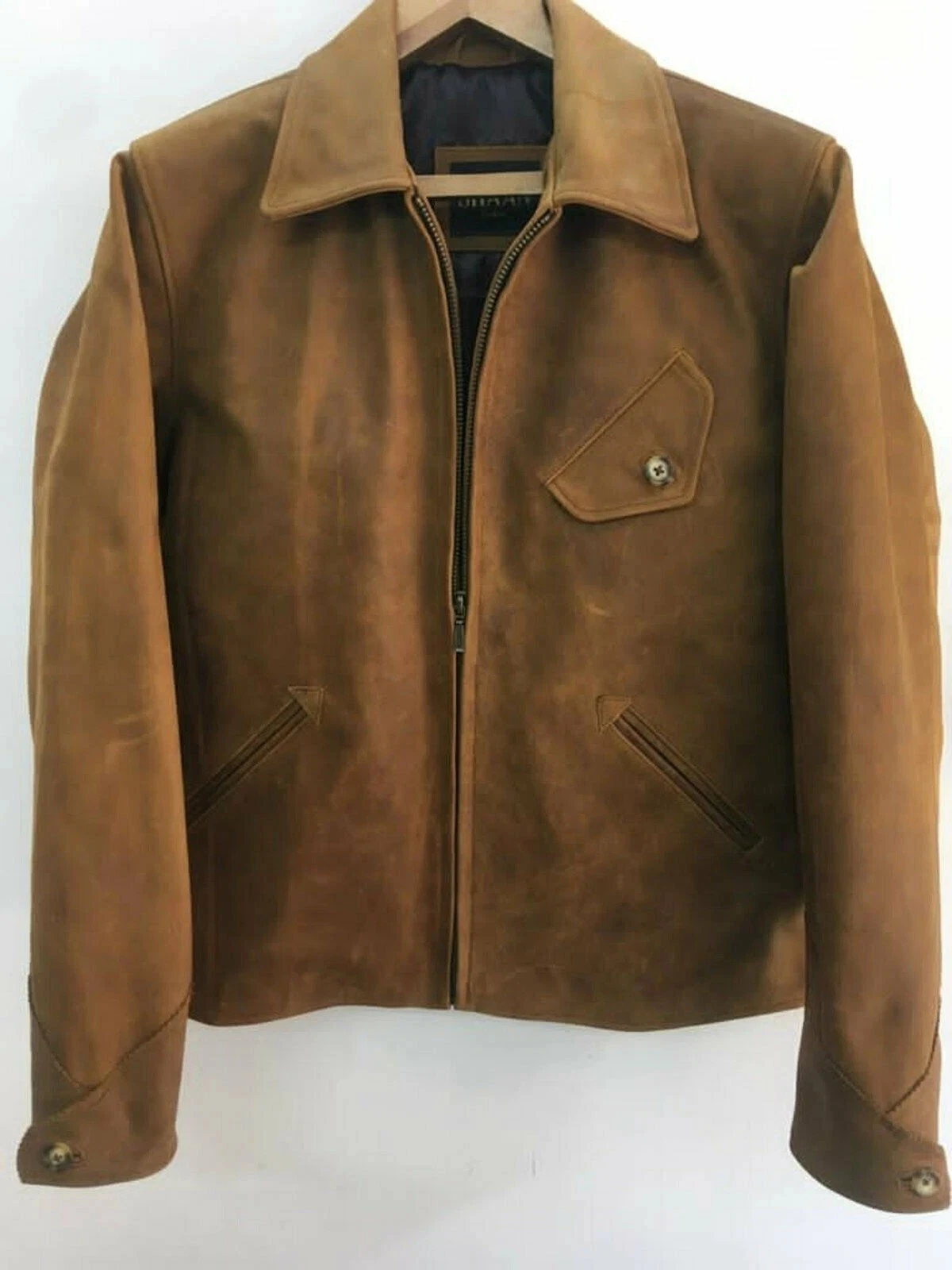 Men's Genuine Vintage Distressed Cowhide Leather Jacket Lined