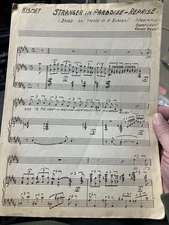 B 4-panel Hand Written Then Printed Sheet Music KISMET ‘Stranger In Paradise’