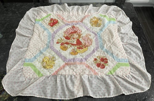 Vtg 1980’s Strawberry Shortcake Set Of 2 Pillow Shams Ruffled Quilted Sears READ - Picture 9 of 23