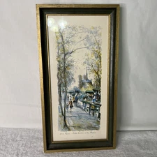Vintage Delarue Paris Lithograph Photo Print 549 Wooden Frame Notre Dame 6x11.5”