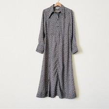 Ganni EU 38 US 6 Floral Crepe long sleeve collared button front midi dress